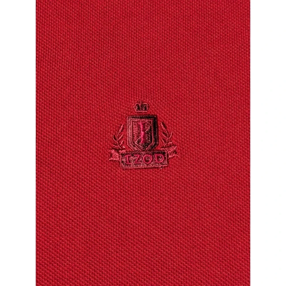 IZOD SILK WASH Men Large Red Cotton Short‎ Sleeve Polo Shirt